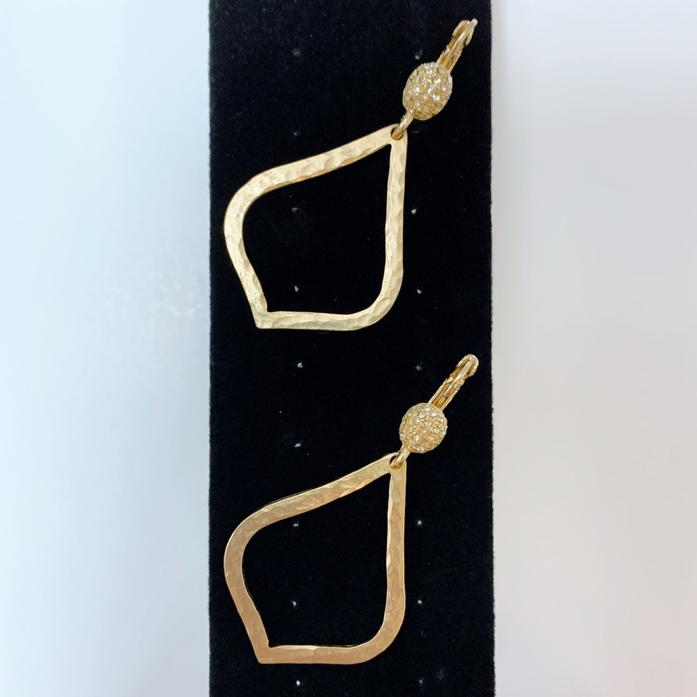 Gold Chandelier Earrings with Embedded Crystals